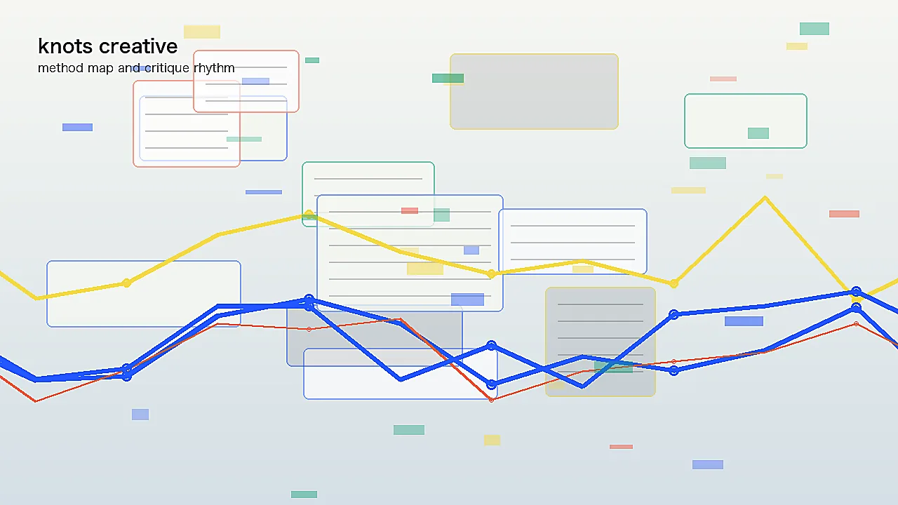 Abstract method board for design strategy and critique rhythm